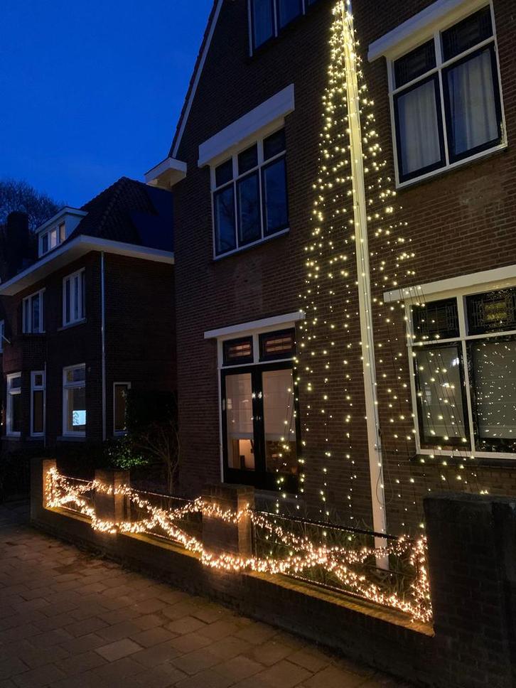 Vlaggenmast Kerstboom 600cm 720 LEDS - Warm Wit, Tuin en Terras, Buitenverlichting, Zo goed als nieuw, Overige typen, Kunststof