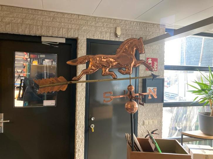 Koperen Windwijzer met Paard, Tuin en Terras, Windwijzers en Windmolens, Gebruikt, Ophalen