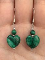 Handgemaakte zilveren oorbellen met echte malachiet., Sieraden, Tassen en Uiterlijk, Oorbellen, Verzenden, Nieuw, Met edelsteen