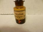 Oude Apothekers Fles etiket Oxydum Hydrarg.Rub 10cm hoog., Antiek en Kunst, Curiosa en Brocante, Ophalen of Verzenden
