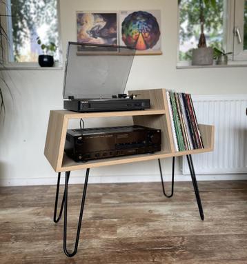 Eiken LP kast meubel voor platenspeler, versterker & vinyl