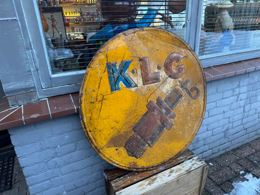 Vintage KLG Bougie Reclamebord XL, Verzamelen, Merken en Reclamevoorwerpen, Ophalen, Reclamebord, Gebruikt, .