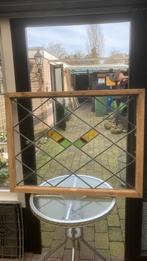 Zeer oud glas in lood raam afmetingen 76 bij 99 cm, Ophalen