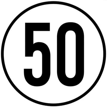 Tempo 50 km vinyl sticker voor uw veiligheid beschikbaar voor biedingen