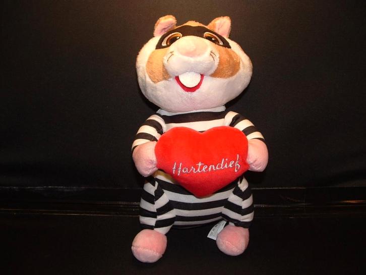ALBERT HEIJN AH HAMSTER HARTENDIEF VELOURS BRUIN/WIT, Kinderen en Baby's, Speelgoed | Knuffels en Pluche, Gebruikt, Overige typen
