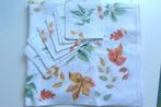 Tafelkleed met 6 servetten, linnen-katoen, herfstmotief, Ophalen of Verzenden, Zo goed als nieuw, Rechthoek, Binnen