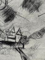 Jef Diederen, ets, huisjes, Antiek en Kunst, Ophalen of Verzenden