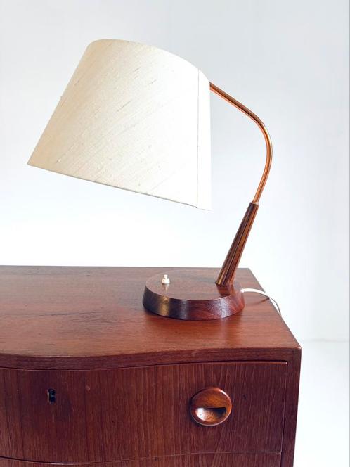 Vintage Temde Leuchten bureaulamp jaren ‘60, Huis en Inrichting, Lampen | Tafellampen, Zo goed als nieuw, Minder dan 50 cm, Hout