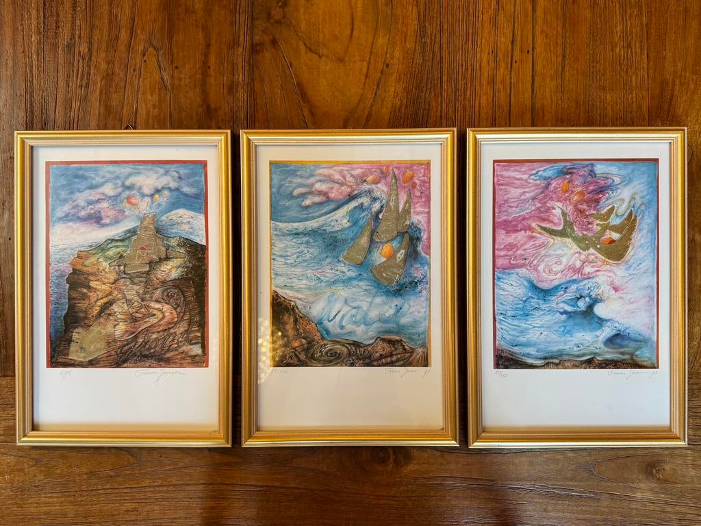 Frans Jansen, gesigneerd drieluik!, Huis en Inrichting, Woonaccessoires | Schilderijen, Tekeningen en Foto's, Zo goed als nieuw