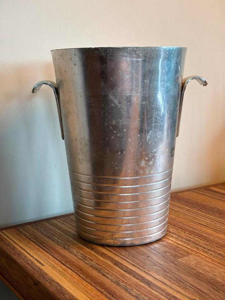 Vintage verzilverde wijnkoeler, champagnekoeler, ijsbucket, Huis en Inrichting, Woonaccessoires | Wijnrekken, Gebruikt, Minder dan 50 cm