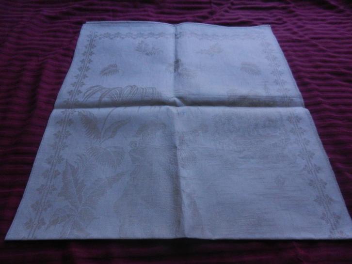 Damasten doekJugendstil tekst Behüt dich Gott ca. 1910, Antiek en Kunst, Antiek | Kleden en Textiel, Ophalen of Verzenden