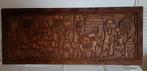 Afrikaans reliëf houtsnijwerk 45x110 cm, Ophalen of Verzenden