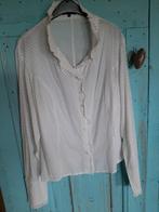 Dames blouse Pulls, wit met zandkleurig stipje maat  44, Pulls, Wit, Maat 42/44 (L), Ophalen of Verzenden