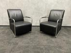 (2) Kunstlederen Lounge Fauteuil – Zwart, Ophalen, -, -, 75 tot 100 cm