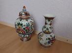 Delfts Polychroom Holland: kastkom en vaas met deksel, Ophalen of Verzenden