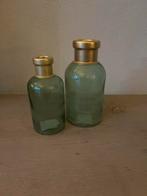 Groene Vaasjes Set, Huis en Inrichting, Woonaccessoires | Vazen, Ophalen, Minder dan 50 cm, Groen, Glas