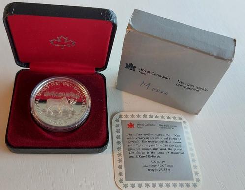 Zilveren 100th anniversary National Park Moose 1885-1985., Postzegels en Munten, Munten | Amerika, Setje, Noord-Amerika, Zilver