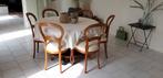 Antieke mahonie houten tafel met 6 biedermeierstoelen, Ophalen of Verzenden
