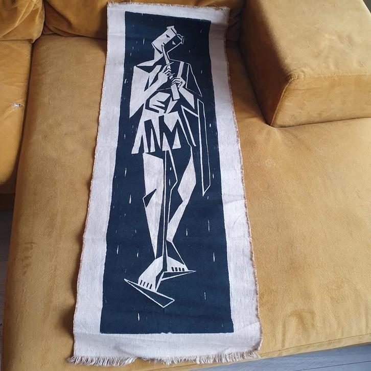 Prachtige grote houtdruk op linnen. Amsterdamse school., Antiek en Kunst, Kunst | Litho's en Zeefdrukken, Ophalen of Verzenden