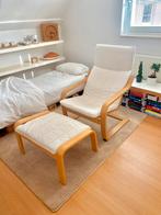 Poäng stoel met voetenbankje, Ophalen, Gebruikt, Wit, Eén