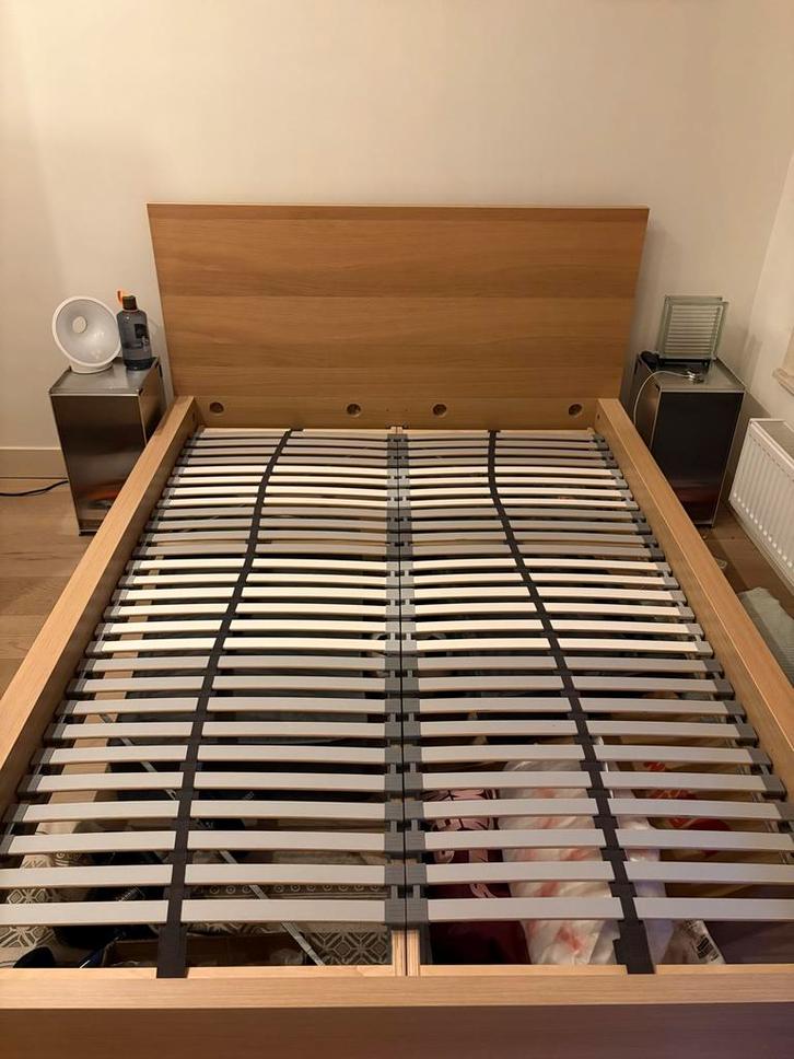IKEA Malm bed 140cm, Huis en Inrichting, Slaapkamer | Bedden, Gebruikt, Twijfelaar, 140 cm, 200 cm, Hout, Bruin, Ophalen