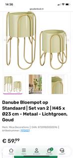 Mica bloempot op gouden standaart, Tuin en Terras, Bloempotten, Ophalen of Verzenden, Zo goed als nieuw, Rond, Minder dan 25 cm