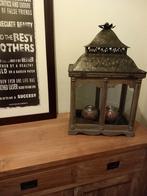 Windlicht 65H industrieel zwart/goud met hout Ehvgeldrop, Ophalen of Verzenden, Zo goed als nieuw, Zwart, Metaal