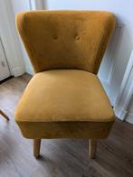Gele velvet stoel met kruk, Huis en Inrichting, Fauteuils, Ophalen of Verzenden, Gebruikt, 50 tot 75 cm