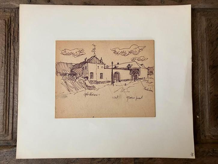 Originele schets / studie Charles Eyck, Limburgse boerderij, Antiek en Kunst, Kunst | Tekeningen en Foto's, Ophalen of Verzenden