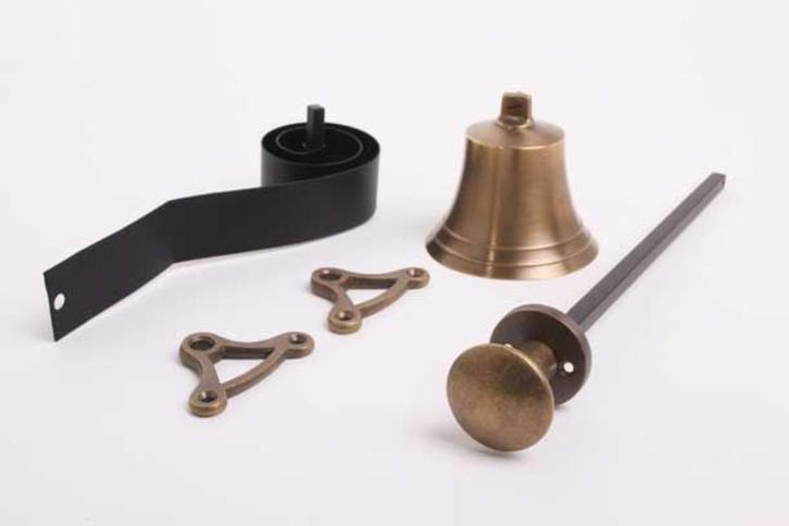 Trekbel klassiek brons antiek met ronde, platte knop, Huis en Inrichting, Deurbellen, Nieuw, Ophalen of Verzenden