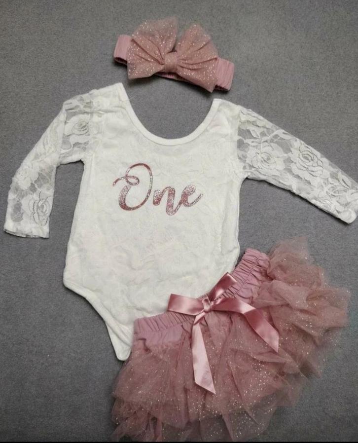 Set eerste verjaardag maat 74/80, Kinderen en Baby's, Babykleding | Maat 80, Meisje, Ophalen of Verzenden