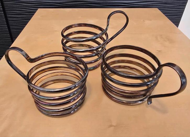 3 Zilveren Wellner Bekerhouders, Antiek en Kunst, Antiek | Goud en Zilver, Zilver, Ophalen of Verzenden