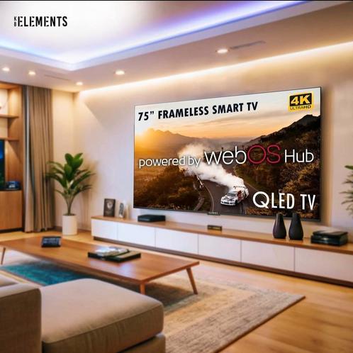 KB ELEMENTS 75 INCH QLED SMART TV, Audio, Tv en Foto, Televisies, Nieuw, QLED, 100 cm of meer, 4k (UHD), Overige merken, 50 Hz
