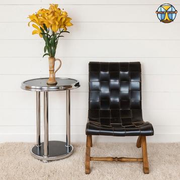 Art Deco / Bauhaus Bijzettafel / Rooktafel Chroom, glas 1930 beschikbaar voor biedingen