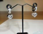 Zilveren Oorringen met Zirkonia Hartjes, Sieraden, Tassen en Uiterlijk, Oorbellen, Hangers, Nieuw, Ophalen of Verzenden, Met edelsteen