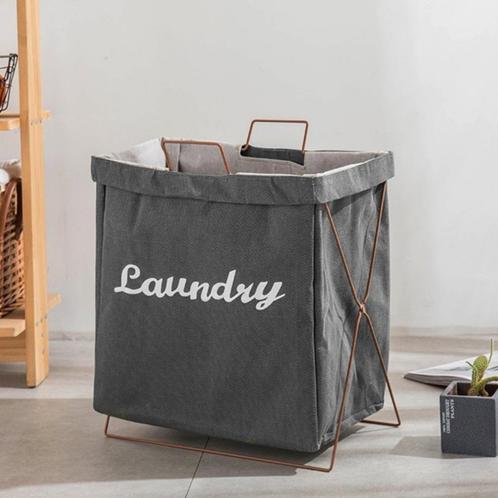 Wasmand - Katoen - Grijs - Opvouwbare Wasmand - Inklapbare W, Huis en Inrichting, Badkamer | Complete badkamers, Nieuw, Ophalen of Verzenden