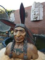 ZWAAR MASSIEF HOUTEN INDIANEN BORSTBEELD VOOR MANCAVE, Ophalen