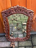 Prachtige houten beeldhouwwerk spiegel, Huis en Inrichting, Ophalen, Ovaal, Minder dan 50 cm