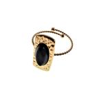 Verstelbaar Ring Gold Plated RVS - Smalle Ring Zwarte Steen, Sieraden, Tassen en Uiterlijk, Ringen, 18 tot 19, Birgitta-Gracht 33, 6465 EL Kerkrade, Nederland