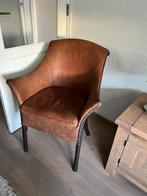 Prachtig stoeltje leer en metaal., Huis en Inrichting, Ophalen, Gebruikt, Zwart, Metaal