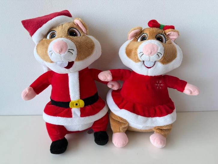 Knuffel set hamster Kerstman en -vrouw 30 cm / Albert Heijn, Diversen, Kerst, Zo goed als nieuw, Ophalen of Verzenden