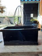 1 st bloempot groot zwart rechthoek glazuur, Tuin en Terras, Steen, Zo goed als nieuw, Minder dan 25 cm, Rechthoekig