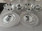 Glazen ontbijtsetje van Mickey en Mini Mousse, Verzamelen, Disney, Ophalen, Mickey Mouse, Zo goed als nieuw, Servies