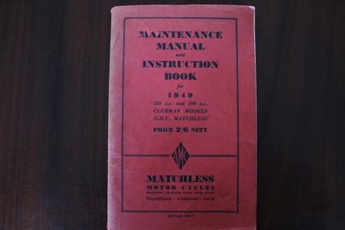 Matchless 1949 350cc  & 500cc instruction book G3L G80L, Motoren, Handleidingen en Instructieboekjes, Overige merken, Ophalen of Verzenden