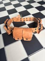 Vintage Lederen heuptas festivalriem Bruin 96cm heup, Losse buckle of gesp, Echt leder, 90 tot 100 cm, Ophalen of Verzenden