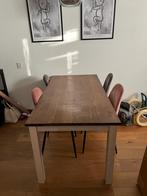 Eettafel hout met 4 stoelen grijs/roze, 4 tot 6 stoelen, Gebruikt, Ophalen
