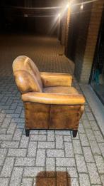 Vintage leren fauteuil stoel, Ophalen of Verzenden, Gebruikt, Leer, 75 tot 100 cm