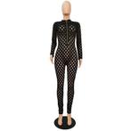 Dames catsuit 37 / bodysuit zwarte sexy festival gaten, Verzenden, Nieuw, Kleding