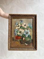 Vintage bloemenschilderij met lijst, Minder dan 50 cm, -, -, Ophalen of Verzenden