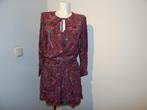 Zadig & Voltaire bordeaux rode jurk in print strik hals 38